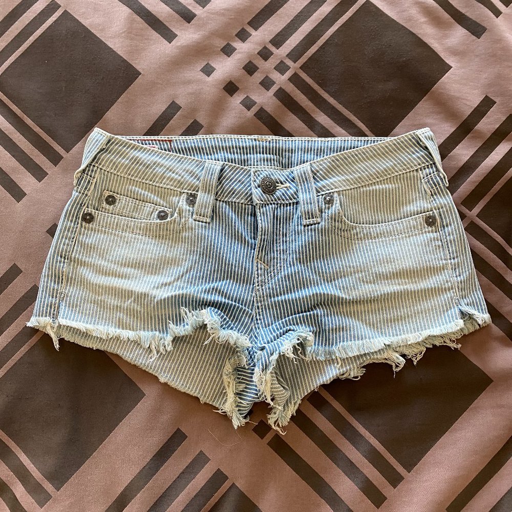 True Religion Striped Denim shorts, 28